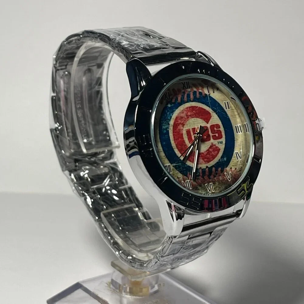 Chicago Cubs MLB Team Logo Men's Stainless-Steel Silver Watch NEW